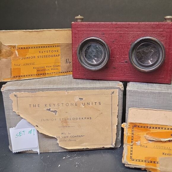 Vtg 1930s Stereoview KEYSTONE Junior Stereograph , 100+ Photo Cards WBox (Set1 - Picture 5 of 16